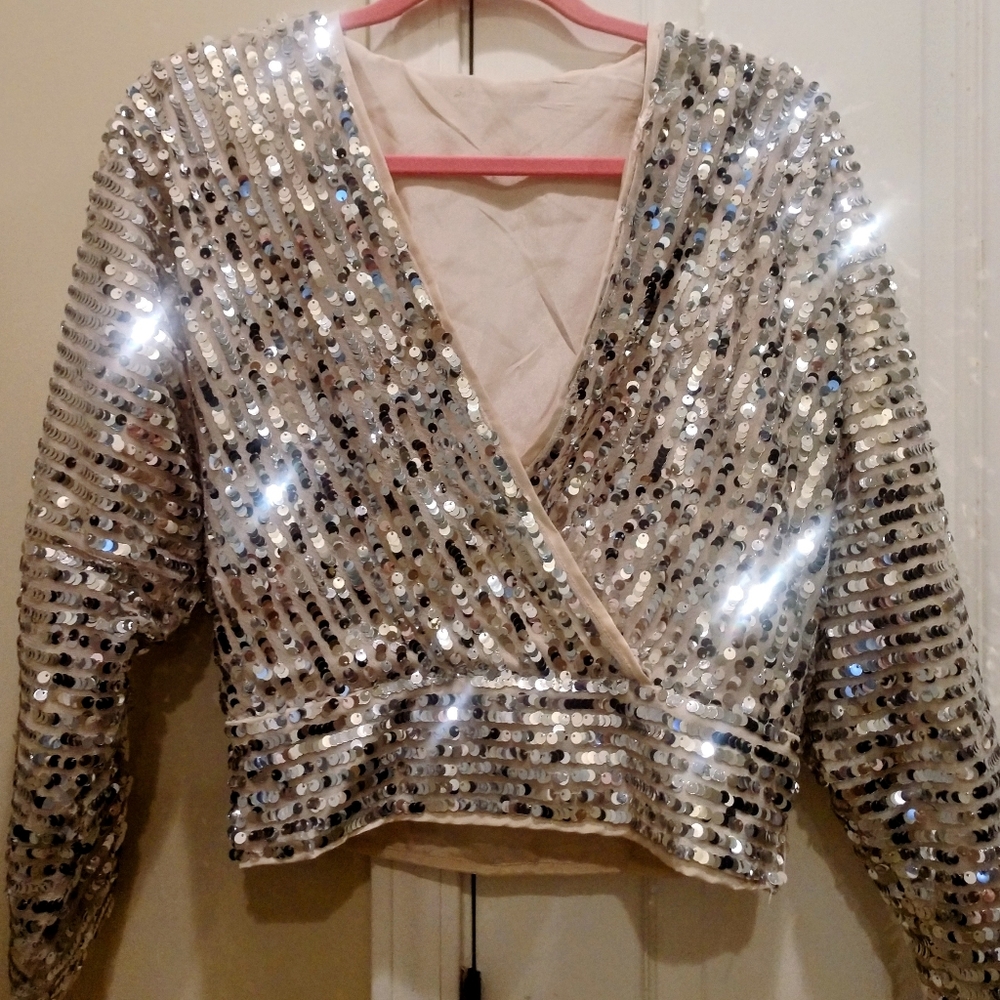 Sequin wrap blouse